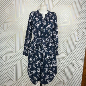 Rebecca Taylor La Vie Camille Navy Blue Floral‎ Print Dress Size US Small